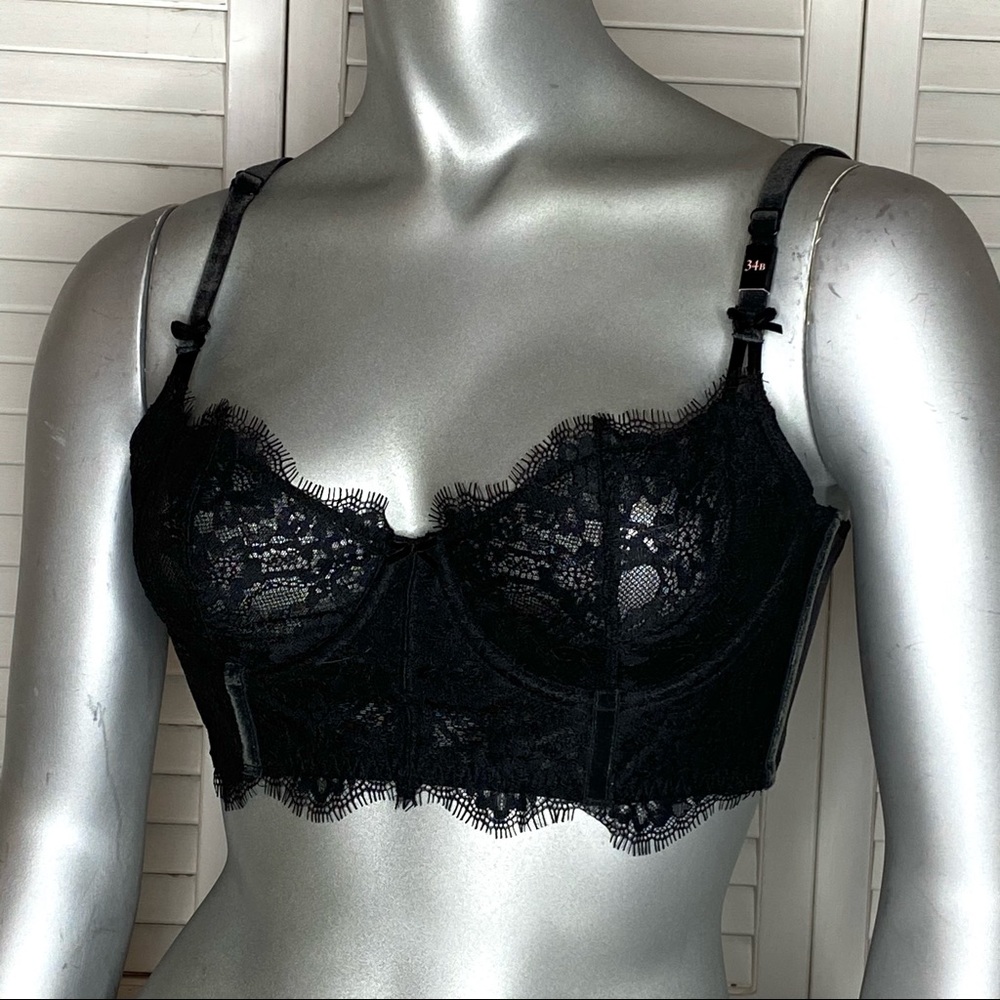 Victoria's Secret Black Lace Longline Balconette Bra